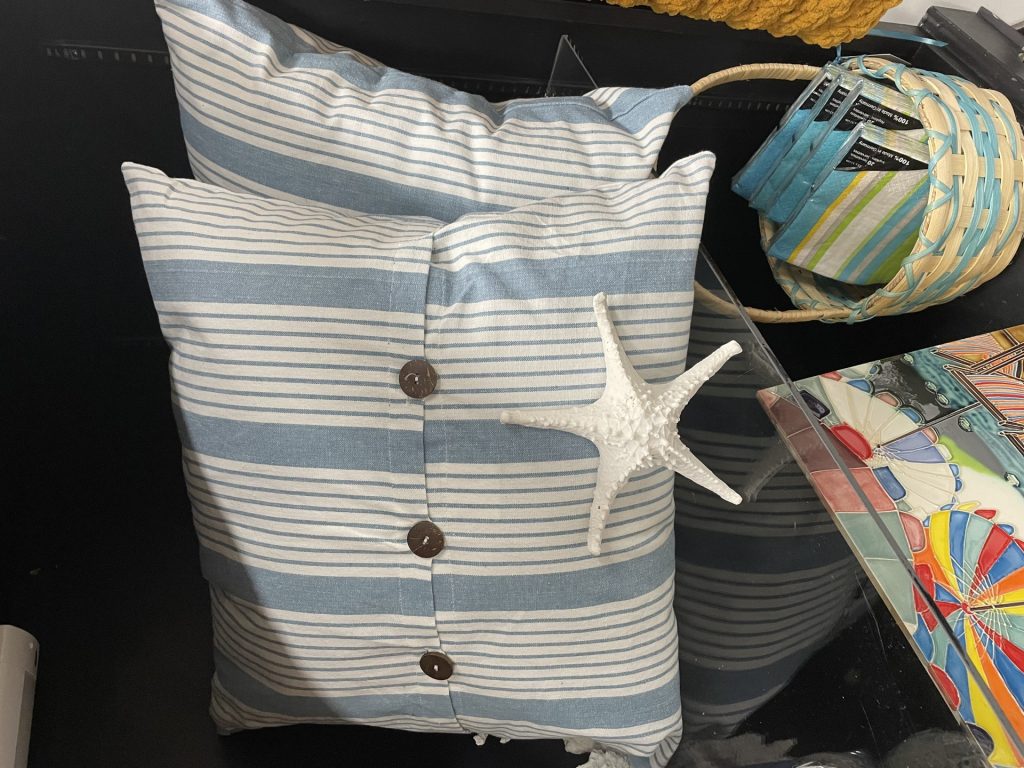 Blue And White Striped Pillows Summer